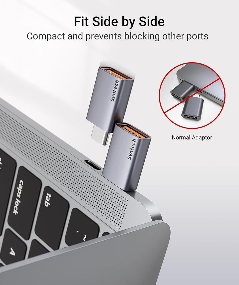 Syntech محول USB C إلى USB (عبوة 2)، 10Gbps USB3.2 الجيل 2 مناسب بجانب بعضه، محول ذكر نوع C إلى أنثى 3.2 متوافق مع iPhone 17 16 Pro Max/iPad/iMac/MacBook Pro وأجهزة Thunderbolt 4/3 - Image 3